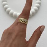 Özel Seri Zirkon Taşlı Zincir Tasarım Ayarlanabilir Gold Yüzük
