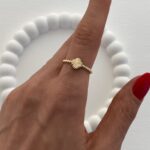 Özel Seri Mini Yonca Tasarım Ayarlanabilir Gold Yüzük