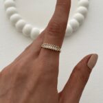 Özel Seri İnce Baget Taş Tasarım Ayarlanabilir Gold Yüzük