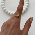 Özel Seri Zirkon Taşlı Üçlü Şerit Tasarım Ayarlanabilir Gold Yüzük