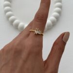 Özel Seri İkili Baget Taş Tasarım Ayarlanabilir Gold Yüzük