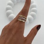 Özel Seri Zirkon Taş Geometrik Tasarım Ayarlanabilir Gold Yüzük