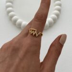 Özel Seri Zirkon Taşlı Zikzak Tasarım Ayarlanabilir Gold Yüzük