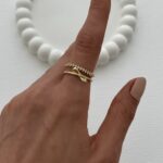 Özel Seri Zirkon Taşlı Fiyonk Tasarım Ayarlanabilir Gold Yüzük