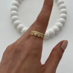 Özel Seri Zirkon Taşlı Üçlü Tasarım Ayarlanabilir Gold Yüzük