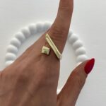 Özel Seri Geometrik Tasarım Ayarlanabilir Gold Yüzük