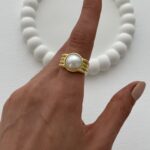 Özel Seri İnci Detay Tırtık Tasarım Ayarlanabilir Gold Yüzük