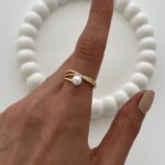 Özel Seri Zirkon Taşlı İnci Detay Ayarlanabilir Gold Yüzük