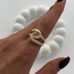 Özel Seri Düğüm Zirkon Taş Ayarlanabilir Gold Yüzük