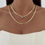 Özel Seri İkili Ezme Gurmet Zincir Çağla Model Gold Kolye