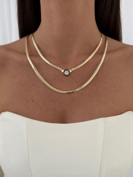 Özel Seri İkili Ezme Gurmet Zincir Çağla Model Gold Kolye