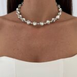 Özel Seri Çift Taraflı Zirkon Taşlı Gümüş Yuvarlak Choker Kolye