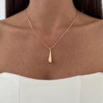 Özel Seri Damla Uç Tasarım Gold Asansörlü Kolye