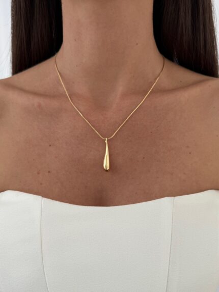 Özel Seri Damla Uç Tasarım Gold Asansörlü Kolye