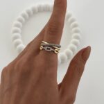 Özel Seri Zirkon Taşlı Zincir & X Tasarım Gold Ayarlanabilir Yüzük