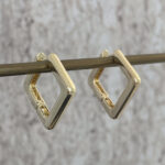 Özel Seri Kare Tasarım Gold Halka Küpe