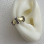 Özel Seri Baget Taşlı Tırtık Tasarım Gold Earcuff Küpe