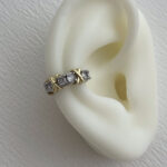 Özel Seri Zirkon Taşlı X tasarım Gümüş Earcuff Küpe
