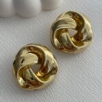 Özel Seri Büyük Boy Gül Tasarım Gold Küpe