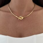 Özel Seri Tırtık Zincir Düğüm Tasarım Gold Kolye