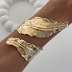 Özel Seri Yaprak Tasarım Ayarlanabilir Gold Bileklik