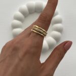 Özel Seri Zirkon Taşlı Üçlü Kemik Tasarım Ayarlanabilir Gold Yüzük