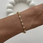 Özel Seri Zirkon Taşlı Kare & Üçgen Tasarım Gold Bileklik