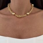 Özel Seri Saçak Top Tasarım Sırt Dekolte Detay Gold Kolye
