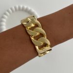 Özel Seri Kalın Sık Gurmet Tasarım Gold Kelepçe Bileklik
