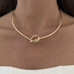 Özel Seri Düğüm Tasarım Gold Choker Kolye