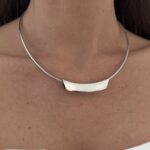 Özel Seri Dikdörtgen Plaka Detay Gümüş Choker Kolye