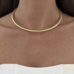 Özel Seri Tel Tasarım Gold Choker Kolye