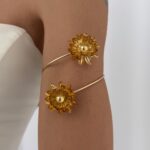 Özel Seri Çiçek Tasarım Ayarlanabilir Gold Pazu Bileklik