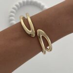 Özel Seri İçi Boş Sarmal İnce Tasarım Gold Kelepçe Bileklik