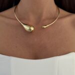 Özel Seri Damla Tasarım Gold Choker Kolye