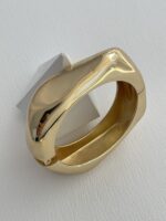 Özel Seri Asimetrik Kıvrımlı Gold Kare Kelepçe Bileklik - Görsel 2