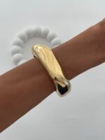 Özel Seri Asimetrik Kıvrımlı Gold Kare Kelepçe Bileklik - Görsel 3