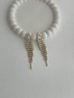 Özel Seri Baget Taşlı İnci Detay Sallantılı Gold Küpe - Görsel 3