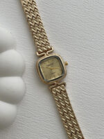 Kare Tasarım Kadranı Sarı Gold Vintage Saat - Görsel 2