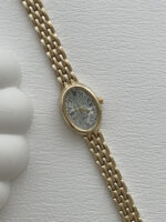 Oval Tasarım Kadranı Beyaz Gold Vintage Saat - Görsel 2