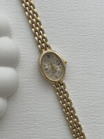 Oval Tasarım Kadranı Sarı Gold Vintage Saat - Görsel 2