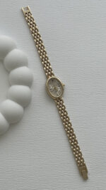 Oval Tasarım Kadranı Sarı Gold Vintage Saat - Görsel 4