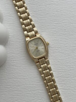 Kare Tasarım Kadranı Sarı Gold Vintage Saat - Görsel 2