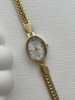 Oval Tasarım Kadranı Beyaz Gold Vintage Saat - Görsel 2