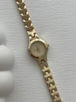 Yuvarlak Tasarım Kadranı Beyaz Gold Vintage Saat - Görsel 2