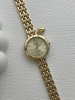 Yuvarlak Tasarım Kalp Detay Kadranı Sarı Gold Vintage Saat - Görsel 2