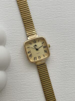 Kare Tasarım Kadranı Sarı Polo Gold Vintage Saat - Görsel 2