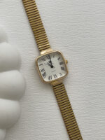 Kare Tasarım Kadranı Beyaz Polo Gold Vintage Saat - Görsel 2