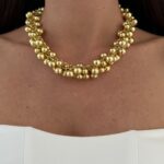 Özel Seri Saçak Top Tasarım Gold Kolye