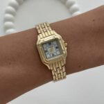 Kare Tasarım Kadranı Beyaz Gold Vintage Saat